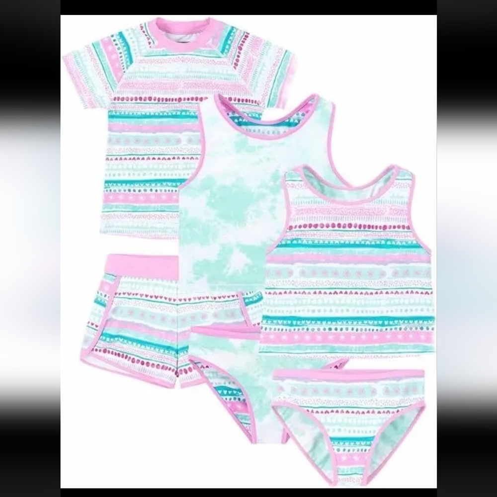 Eddie Bauer Youth Swim Set - 4 piece Size L 14/16 Reversible UPF 50+
